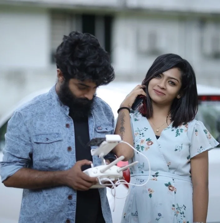 Aleena Gilbert and Althaf P Rasheed on a drone shoot